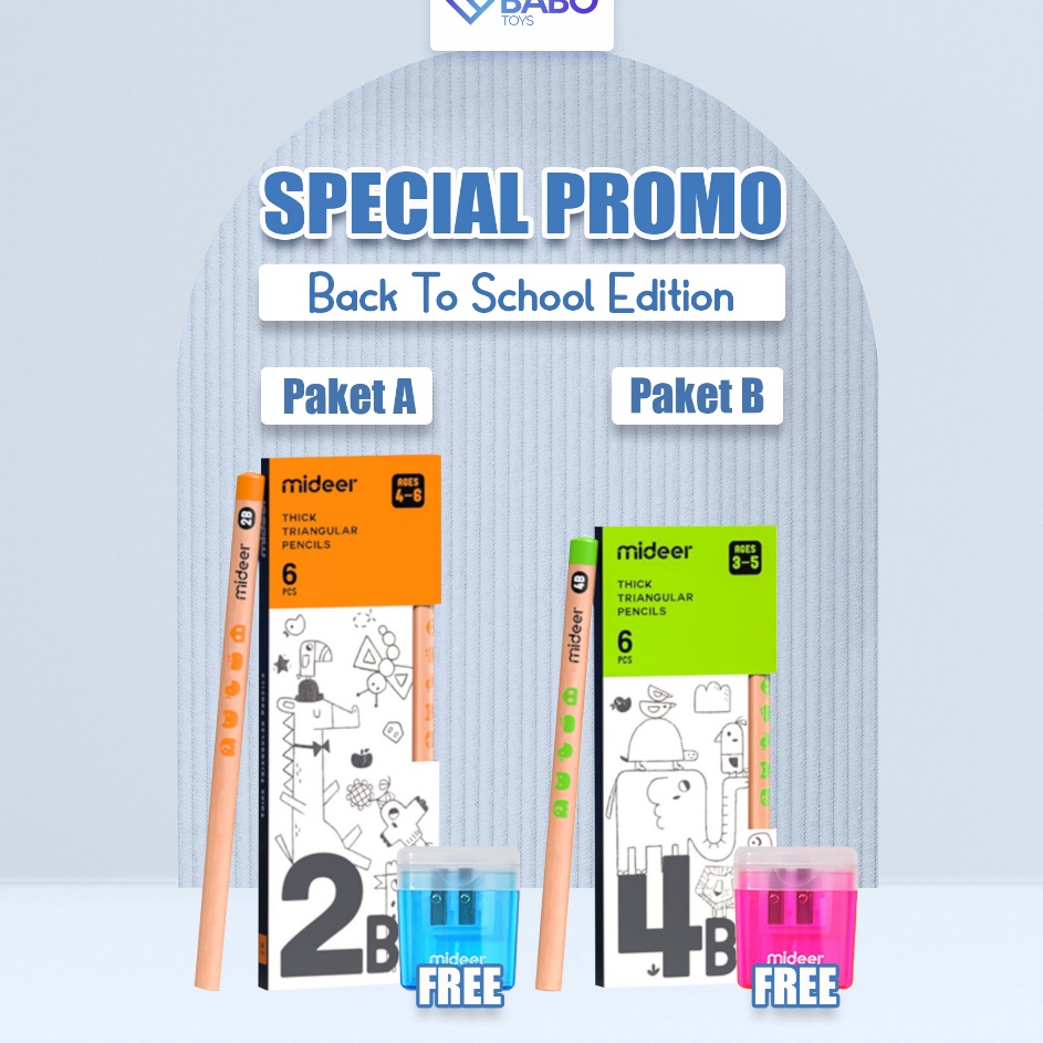 

Best PROMO BUY 1 GET Rautan Mideer Thick Triangular Pencil 2B 4B 6B Alat Tulis Pensil Segitiga Kayu Pensil Kumon Tebal Umur Usia 2 BACK TO SCHOOL EDITION