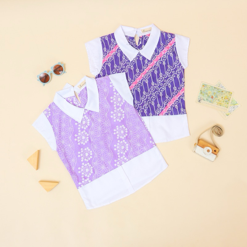 Atasan Batik Anak Perempuan Ungu Batik Anak Sekolah Casual Tuku Klambi Anak