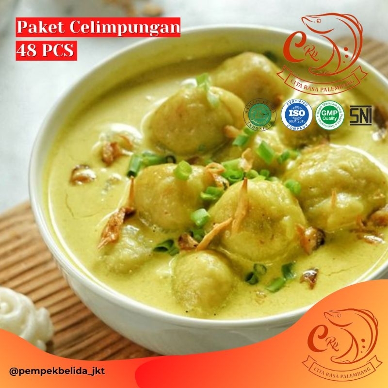 

Paket Celimpungan Belida Isi 8 Pax - 48 PCS Celimpungan Belida + Bumbu Kuah | Oleh-oleh Asli Palemban Sejak 1617