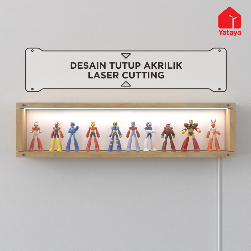 Rak Display Action Figure Diecast Lampu LED Tutup Akrilik Laser Cutting
