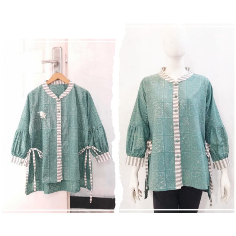 Blouse Kombinasi Lurik Terbaru