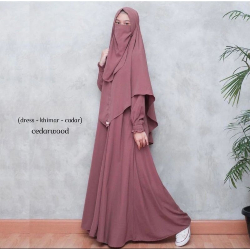 Gamis Syar'i Wanita One Set Plus Cadar dan Hijab/Araya One set