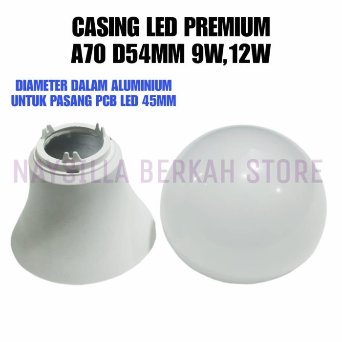 5X CASING LAMPU LED PREMIUM A70 DIAMETER 54MM 9W,12W MEMAKAI PENDINGIN ALUMINIUM - DAPAT 5PCS