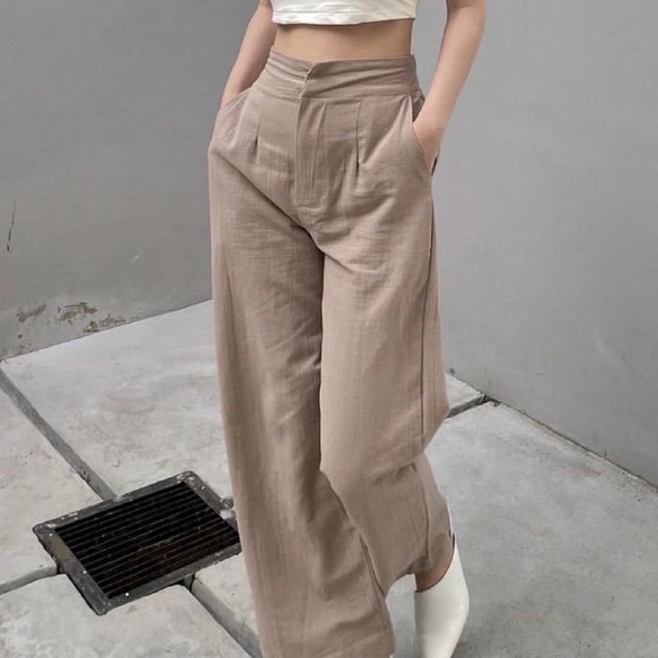 Penjualan Terkini  ASOKA Celana kulot linen highwaist 2239 Linen  celana kulot wanita