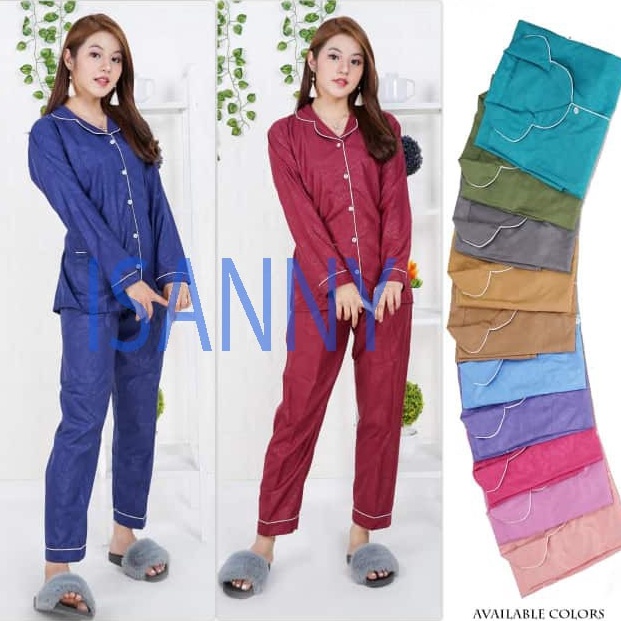 Paling Diminati ISANNY PIYAMA SET PP SIZELSATEN EMBOS PPBAJU TIDURREADY STOKREAL PICT