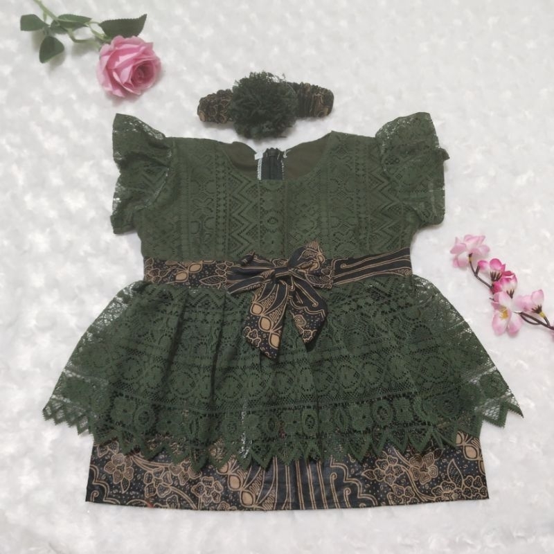 KEBAYA BAYI / KEBAYA ANAK PEREMPUAN / SETELAN BAJU KEBAYA ANAK hijau army