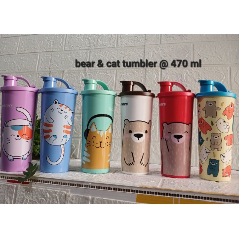 Botol Minum anak bear&cat tumbler Tupperware@470ml