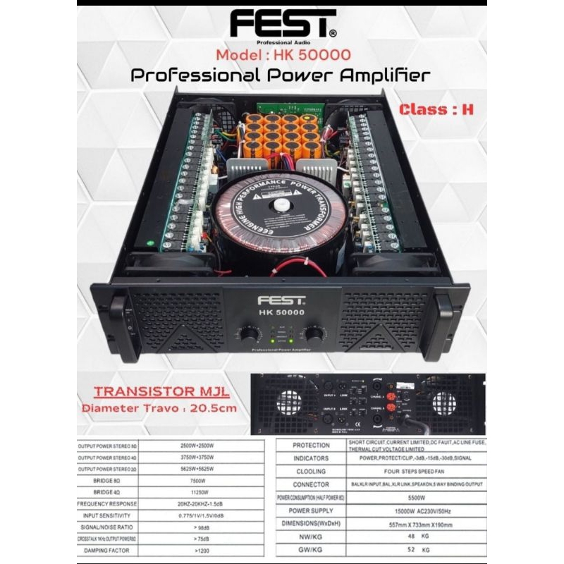 POWER AMPLIFIER FEST HK 50000 ORIGINAL CLASS H