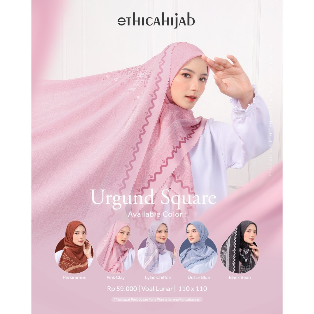 Ethica Hijab Urgund Square - Ethica Hijab Segiempat Motif