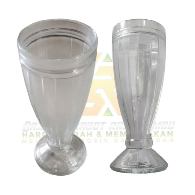 Gelas jus garis kaca satuan / gelas jus kaki / gelas minum tinggi