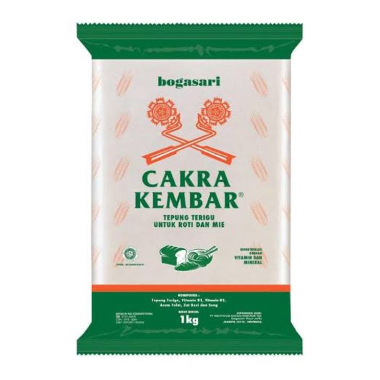 

KODE PRODUK RAF96597 Tepung Terigu Cakra Kembar Bogasari 1 kg Protein Tinggi