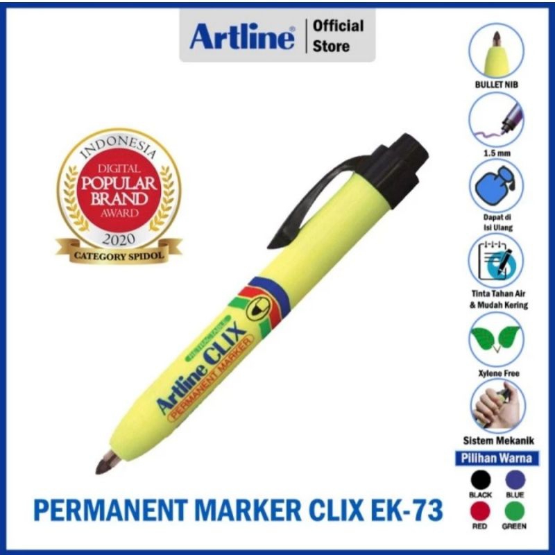 

ARTLINE Spidol Permanen Permanent Clix Marker 1,5mm BISA DIISI ULANG EK-73
