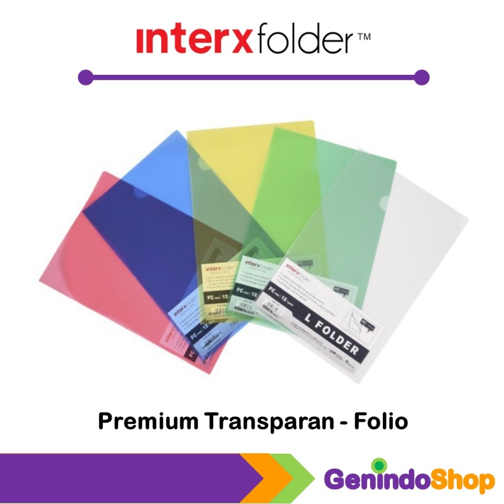 

Map L Premium / Map Plastik Bening F4 (Folio) Interxfolder (12 Pcs)