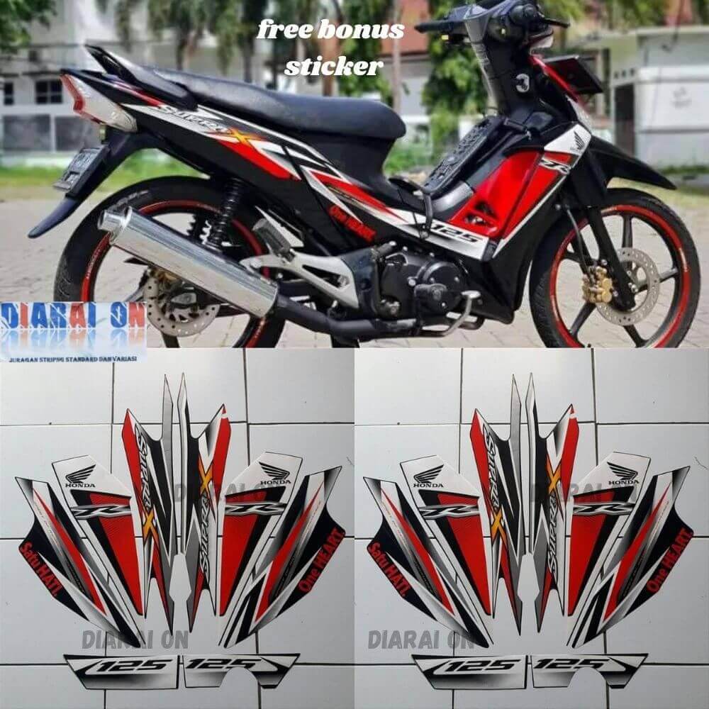 Striping Stiker Honda Supra x 125 R 2013 - Supra X 125R Hitam Merah Murah