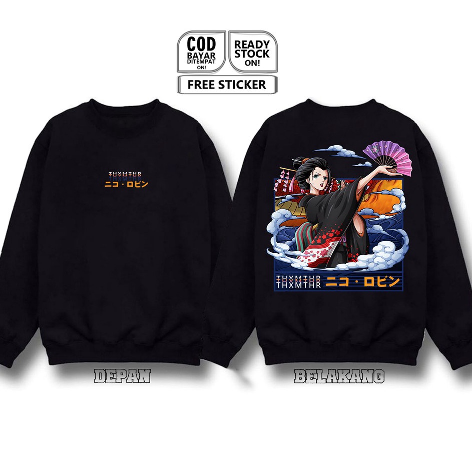 Ready Stock SWEATER CREWNECK NICO ROBIN ONE PIECE ANIME MANGA  NIKO ROBIN NAMI RORONOA ZORO FRANKY B