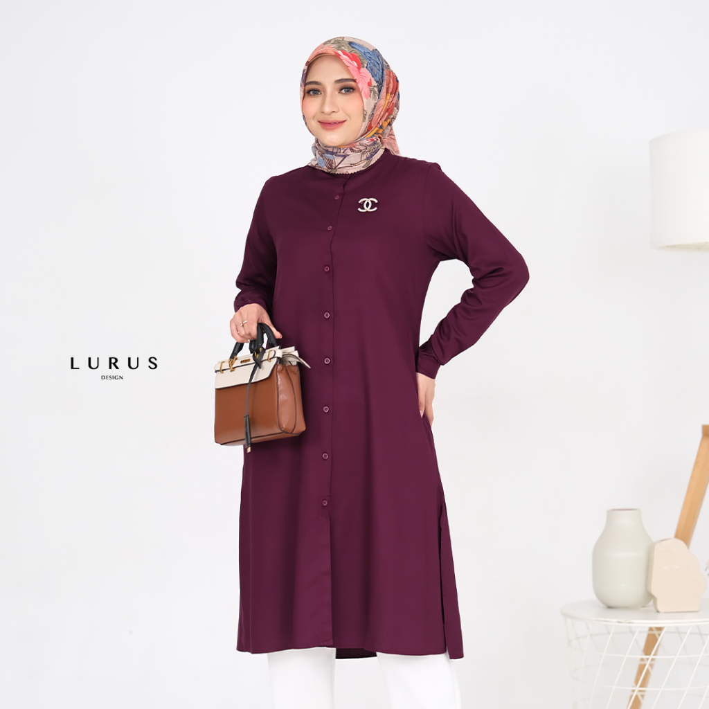 LURUS tunik polos katun twill rayon premium casual harian