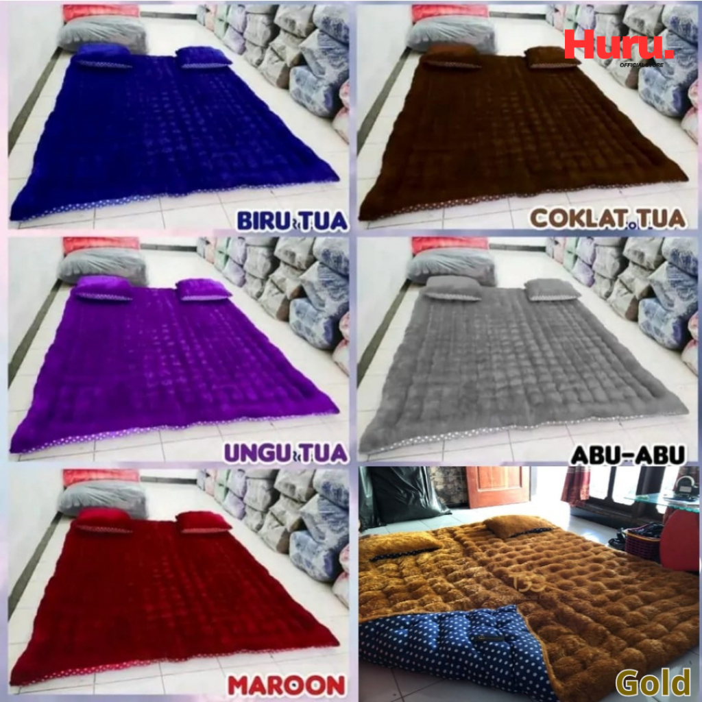 Kasur Lantai Bulu Rasfur Gender 180 x 120 / 180 x 100 Premium Tebal Bonus 2 Bantal