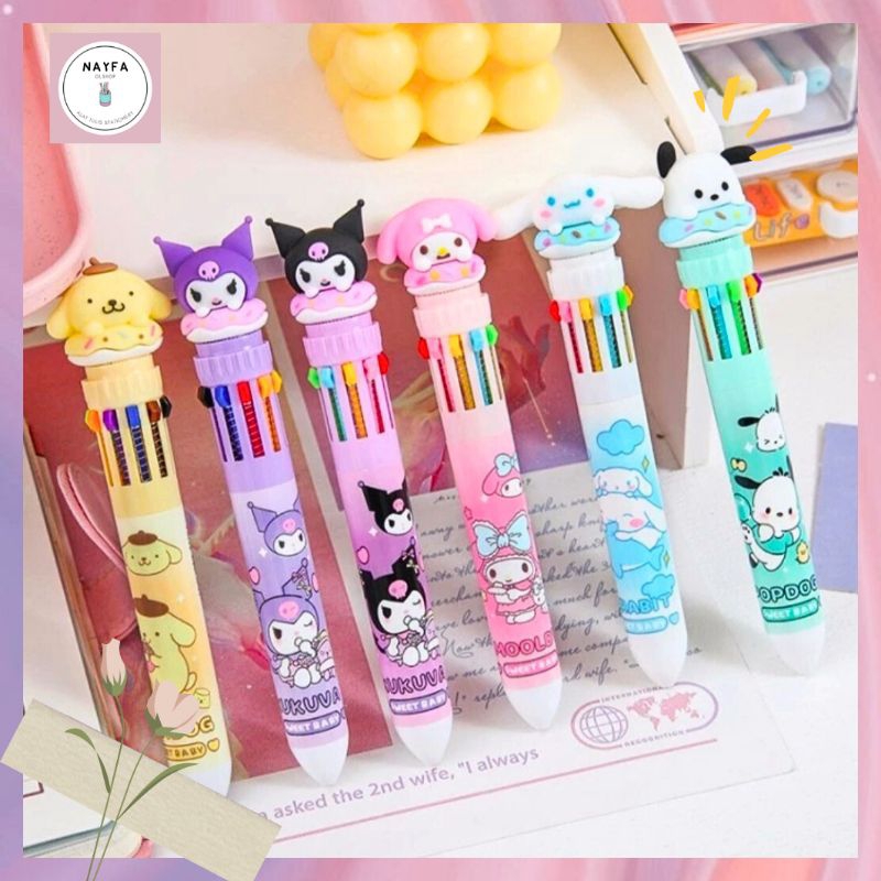 

Pulpen 10 Warna Sanrio Pastel Warna Warni Cinnamoroll Melody Kuromi