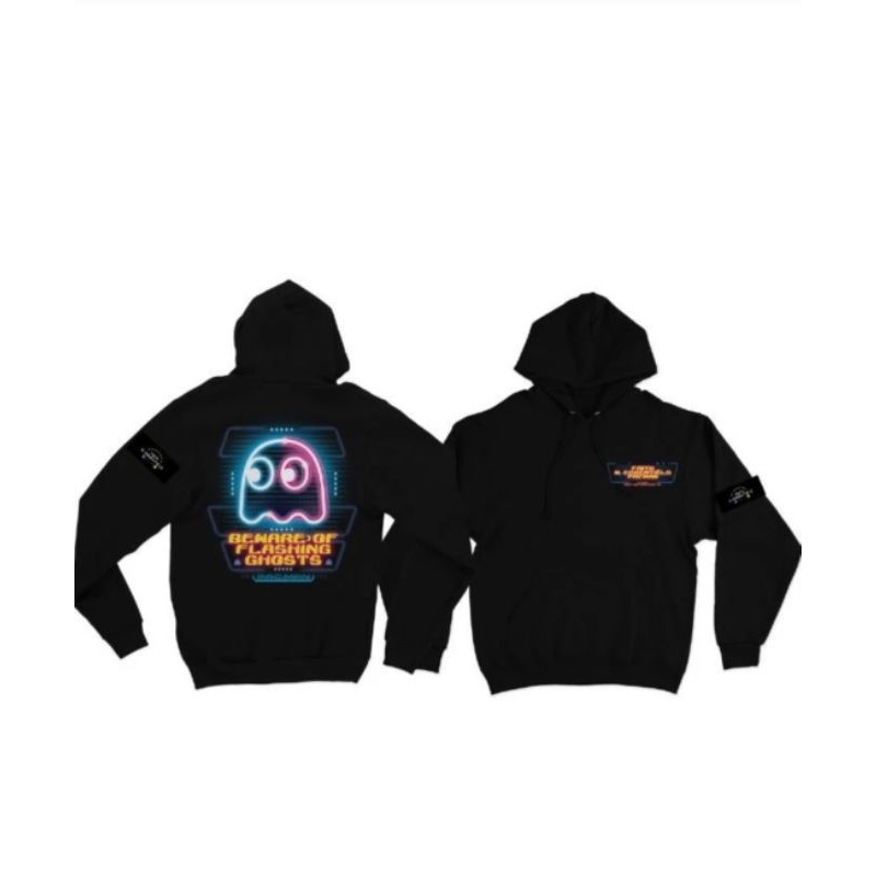 W.ESSENTIELS x FTH x PAC-MAN flashing Ghost Hoodie Noir Black -M