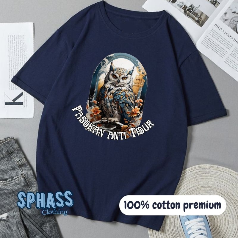 po kaos lengan pendek pria wanita oversize navy T-shirt 100% cotton premium 24s top tebal halus adem