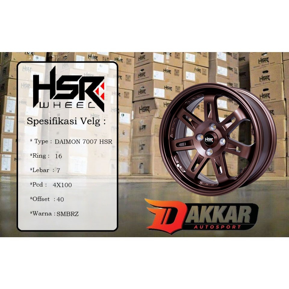 velg racing jazz brio ring 16 hsr type daimon lebar 7 rata warna bronze