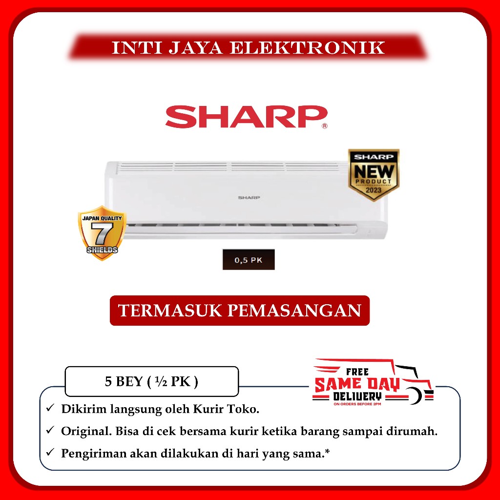 AC SHARP 1/2 PK AH 5 BEY + PASANG 5BEY AH5BEY GARANSI RESMI 1/2PK 0,5 PK 0,5PK 0.5PK 0,5PK AC SHARP 
