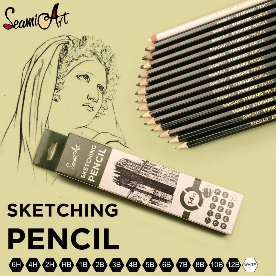 

Dijual Murah SeamiArt 15pcs Sketch Pencil set Pensil sketsa White Charcoal Pencil 6H 4H 2H HB B 2B 3B 4B 5B 6B 7B 8B 1B 12B