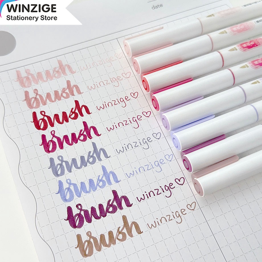 

Winzige 4 Pcs Brush Pen Aesthetic Calligraphy Pen Dual Tip Brush Lettering Marker Pena Kuas Warna Pulpen Pena Kaligrafi Coloring Markers