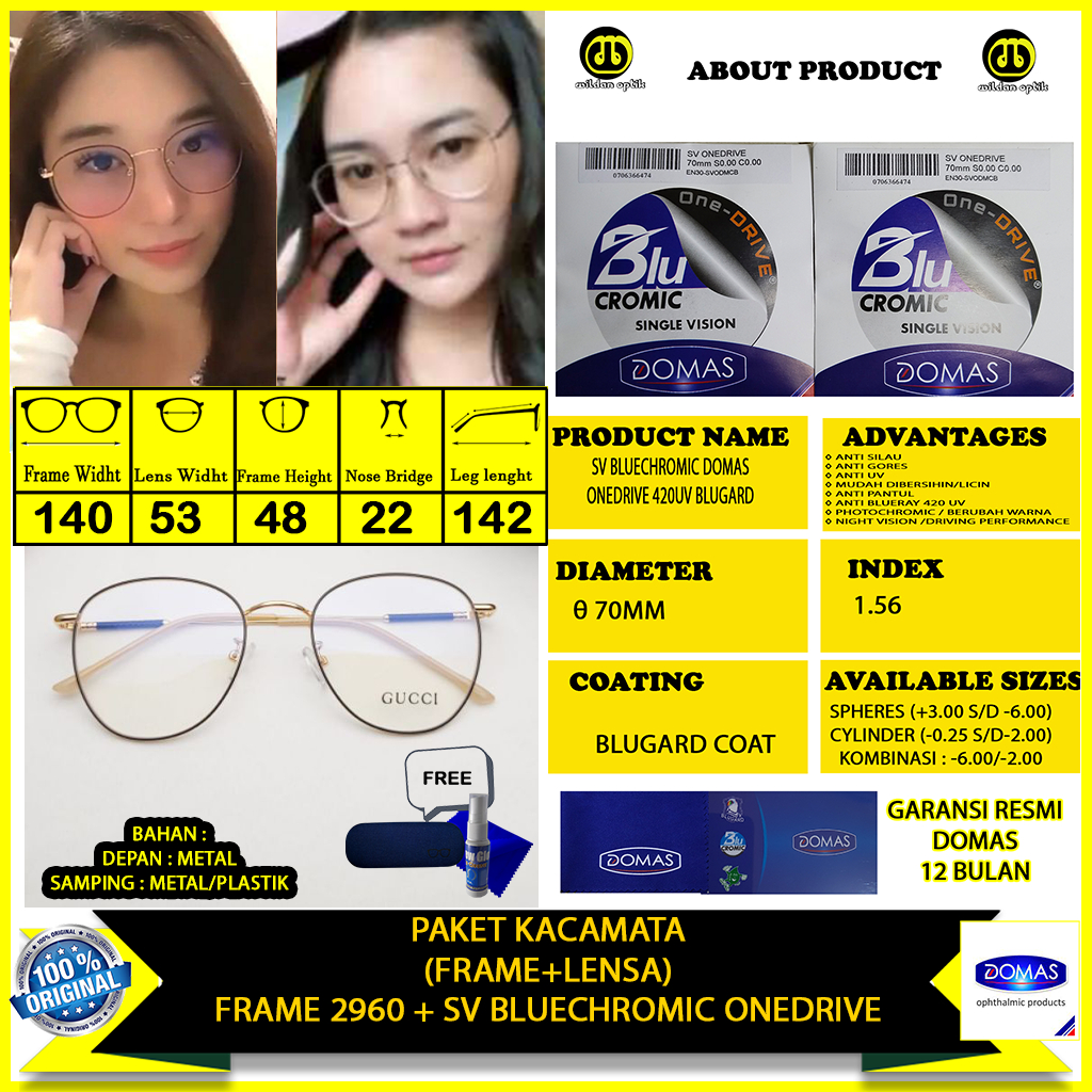 Kacamata Wanita Onedrive Bluechromic Domas Bluegard Coat Night Vision 2960