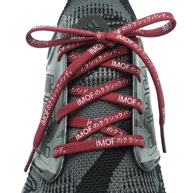 Wow Tali Sepatu Ikat Wine  White Imof Classic Text Printed