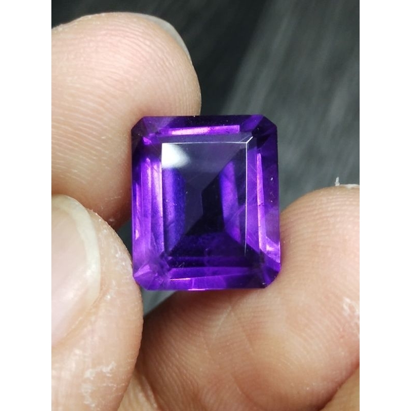 Natural Amethyst 12 x 10 x 6 mm 5.7 Ct Kecubung Ungu Tua Super Octagon Emerald Cutting NTD Code 1352