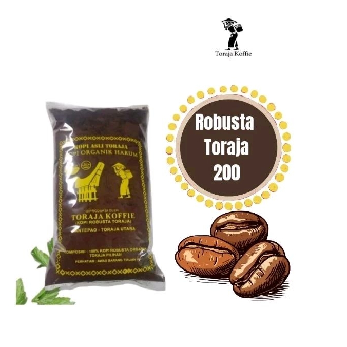 

Toraja Koffie Kopi Robusta ASLI Toraja Robusta Kopi Robusta Bubuk 200 gr Kopi Toraja