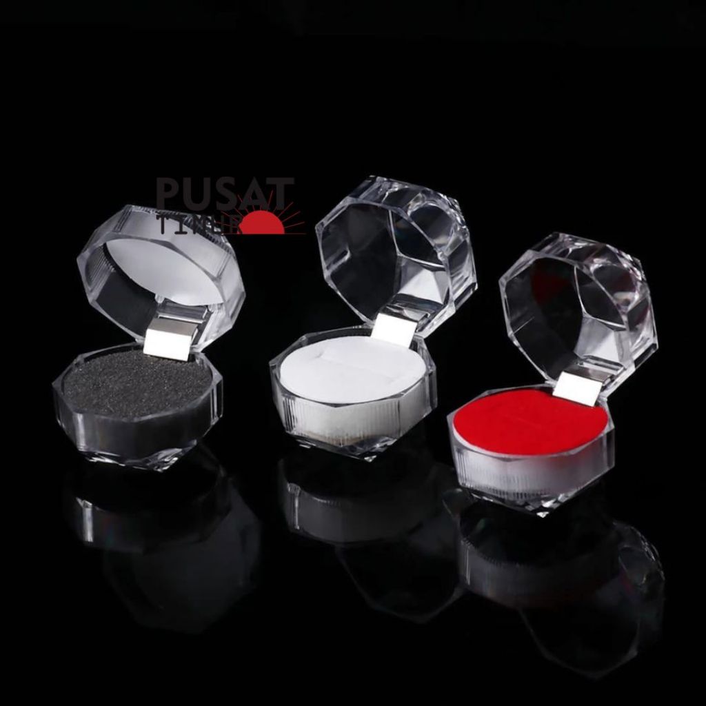 Kotak Cincin Akrilik | Tempat Kotak Perhiasan Akrilik Wadah Emas Unik Busa Tebal | PUSAT TIMUR
