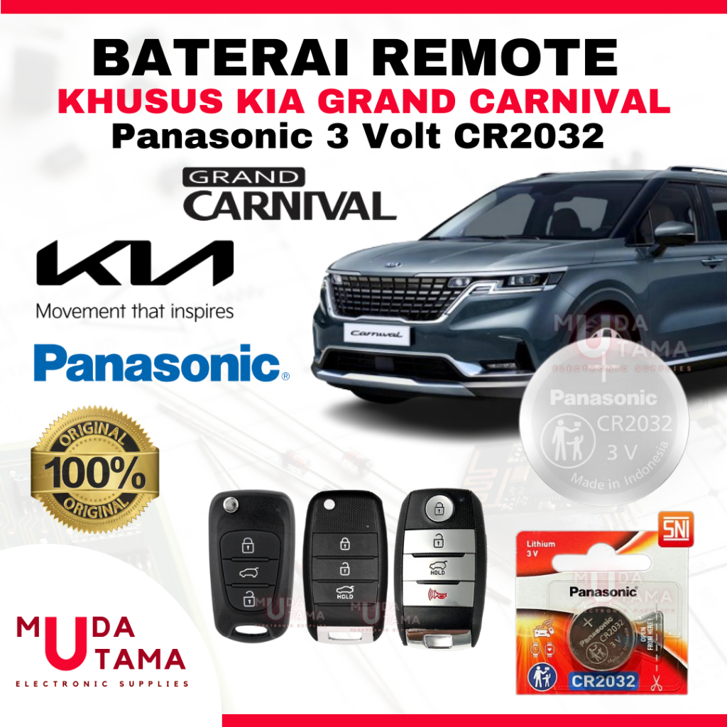 BATERAI REMOTE KIA GRAND CARNIVAL ORIGINAL PANASONIC CR2032 - BATTERY REMOTE KIA GRAND CARNIVAL  - B