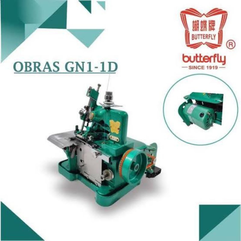 Mesin Jahit Obras Neci Butterfly GN1-1D Fullset Meja+Kaki+dinamo