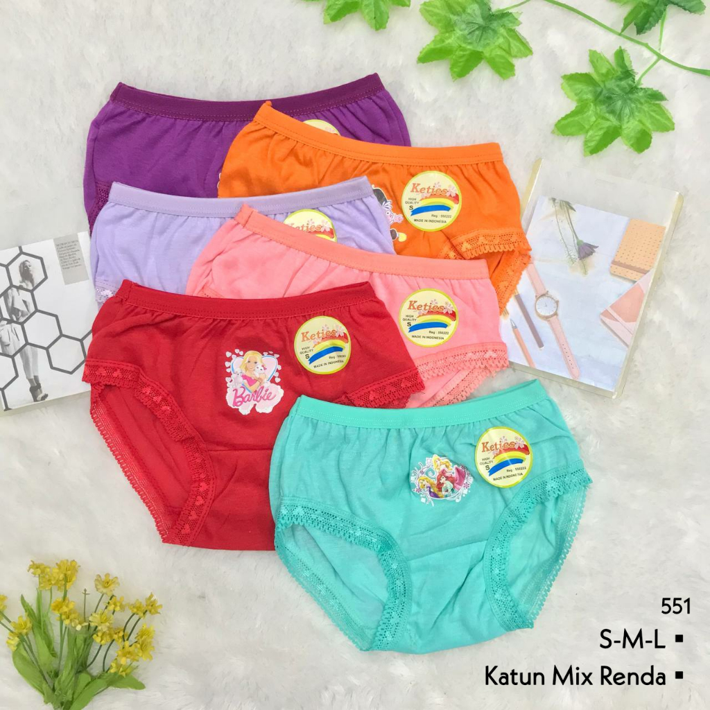 RVC75 - Celana Dalam Sempak Anak Perempuan S M L CD Anak Cewek Underwear Katun Polos Pakaian Dalam I