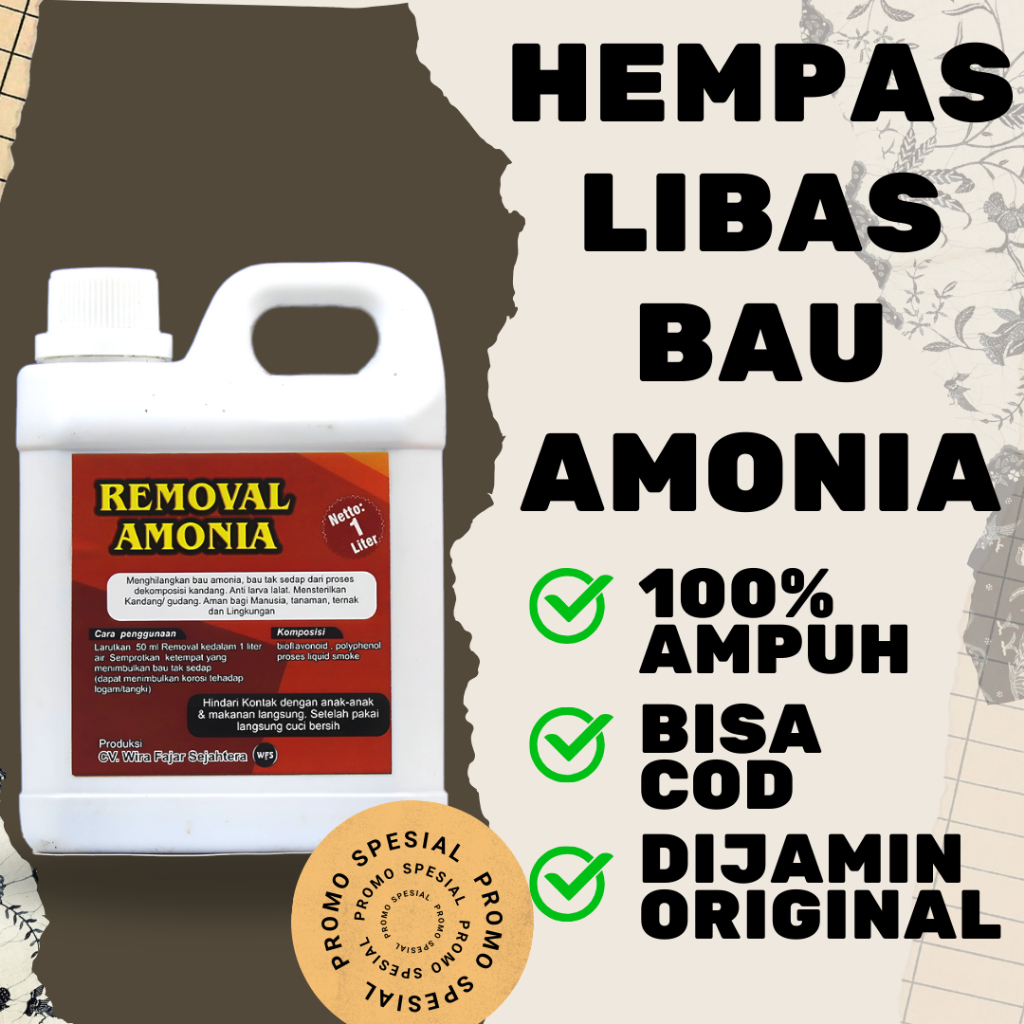 Removal Amonia penghilang bau kotoran hewan ayam sapi anjing limbah 1L