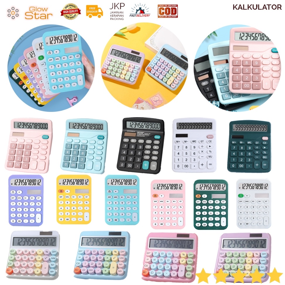 

KODE S63A KAL Kalkulator Elektronik Digital 12 Digit Black Kalkulator toko baterai AA Batrai Kancing Tenaga Surya Cahaya pink blue orange green kalkulator kecil besar kantong lucu cute color