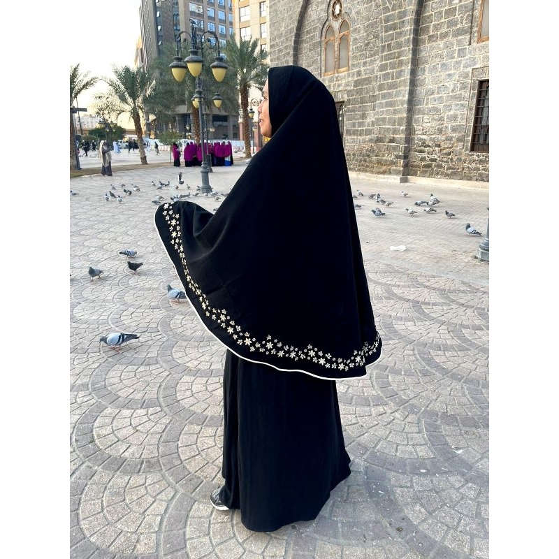 Khimar Jumbo Bordir berlis khusus Hitam