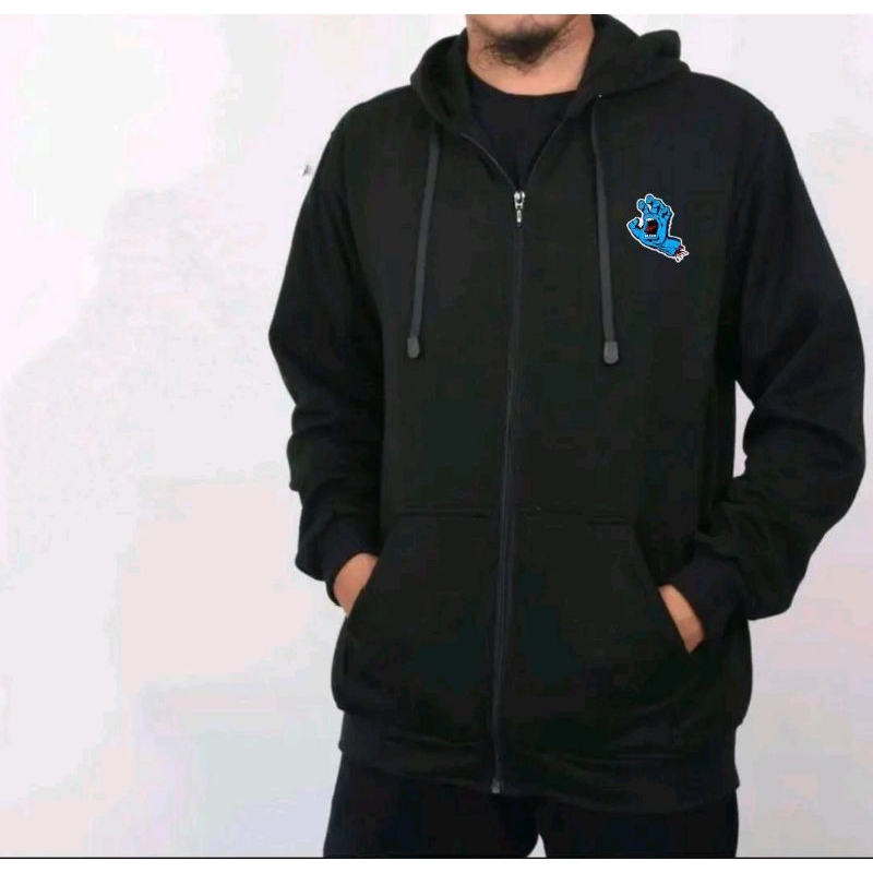Jaket Hoodie Zipper Logo Santa Cruz 2 Oversize Unisex Zipper Jumbo Bigsize Pria Wanita