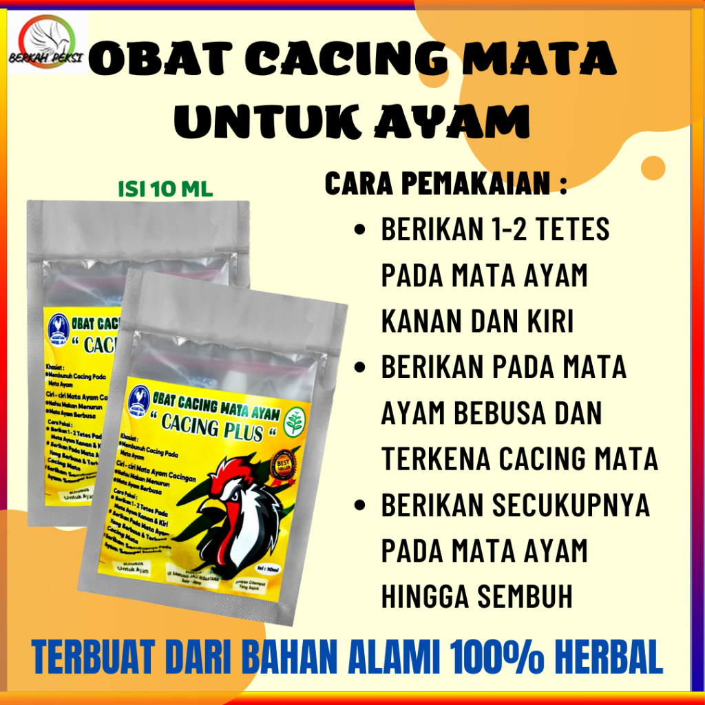 OBAT TETES CACING MATA AYAM CACING PLUS MEMBASMI CACING MATA PADA AYAM