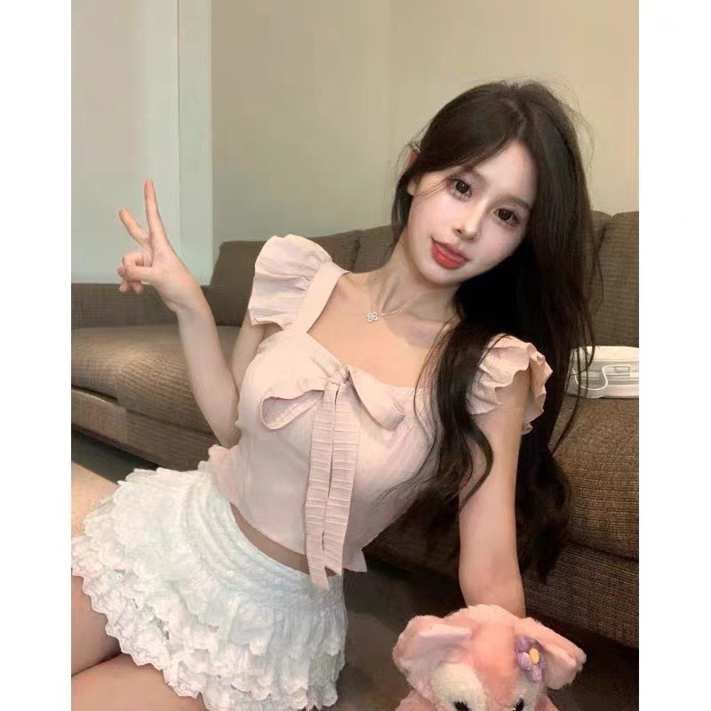 Tanktop Simpul Pita Tanktop Crop Top Tanktop Seksi Tanktop Wanita