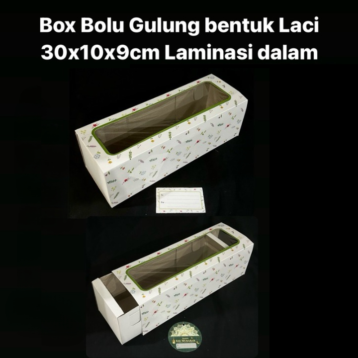 

( 5 pcs ) Dus Kotak Bolu Gulung 30x10x10 cm Dus Motif Laminasi Dalam Bentuk Laci Packaging Roll Cake