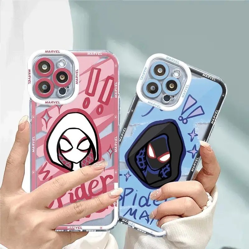 #M22 Iphone 11 Casing Hp - Silikon Bening Protect  Camera - Case Motif Spider Blue Pink (type lain t