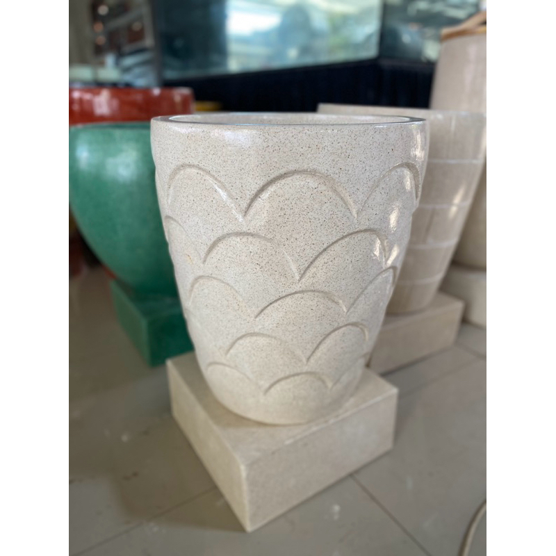 bak mandi uin motif kipas gentong air terrazzo mirip guci keramik