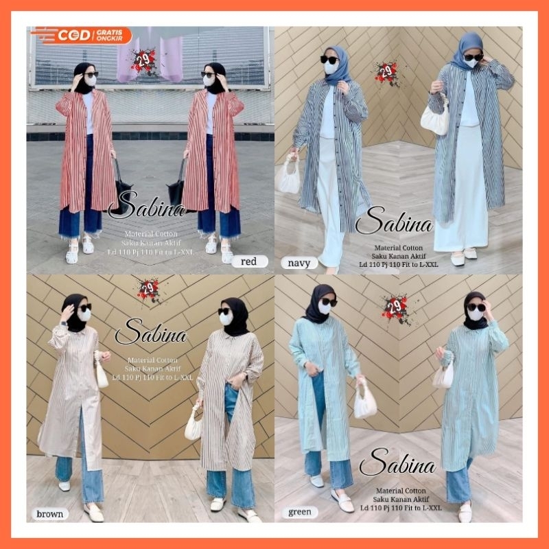 Tunik Terbaru Katun Sabina Tunik Motif Garis-Garis