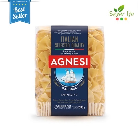 

Agnesi Farfalle 500 Gram / Pack Italian Selected Pasta Instant Premium
