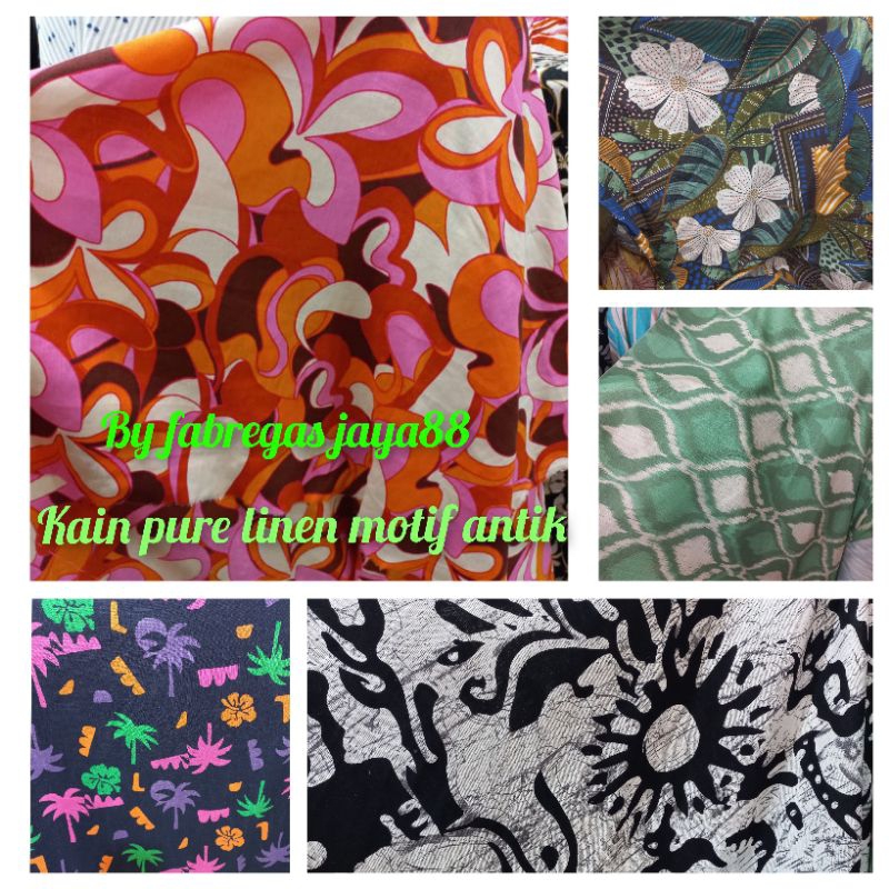 kain pure linen motif antik premium italy