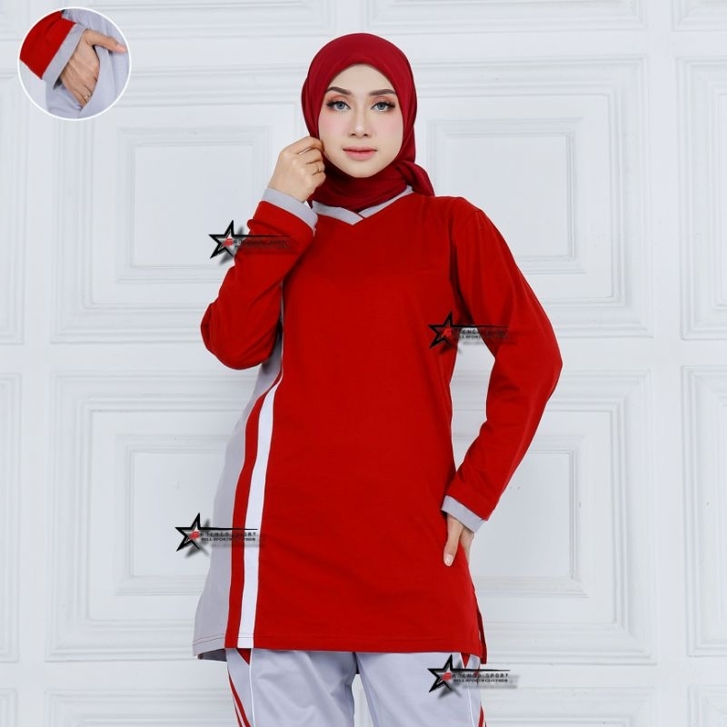 Olahraga Senam Tunik Baju Olahraga Senam Tunik Muslimah Atasan Kaos Olahraga Senam Wanita Muslimah T