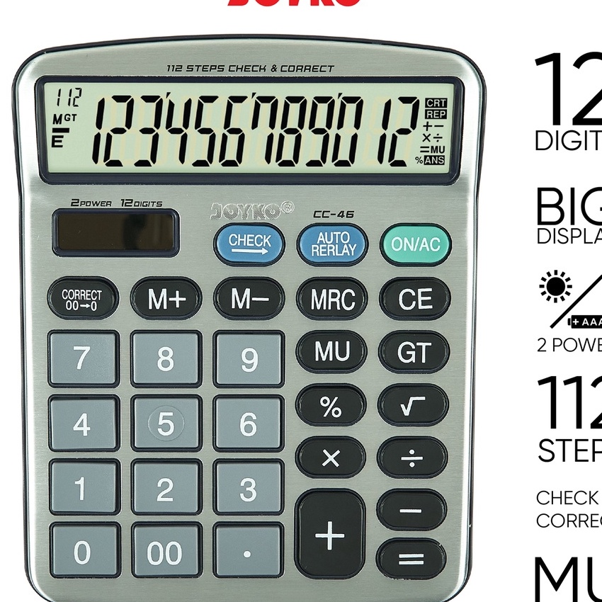 

FG2 Calculator Kalkulator Joyko CC46 12 Digits Check Correct